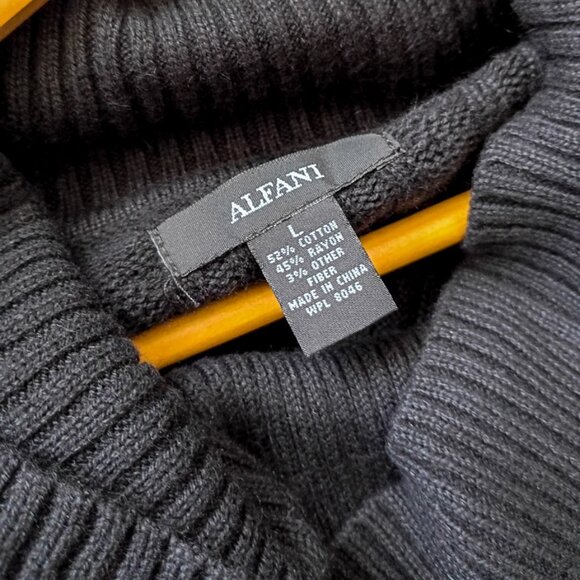 ALFANI Black Cable Knit Sweater Dress with Zipper Pockets - Size L - Picture 7 of 9